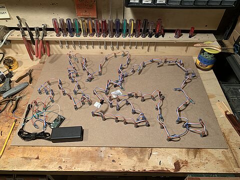 Gluing LEDs through the MDF